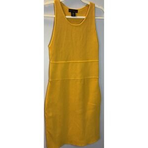 House of Harlow 1960 Knit Yellow Gold Tank Dress Heavy Ribbed Minimalist Classic